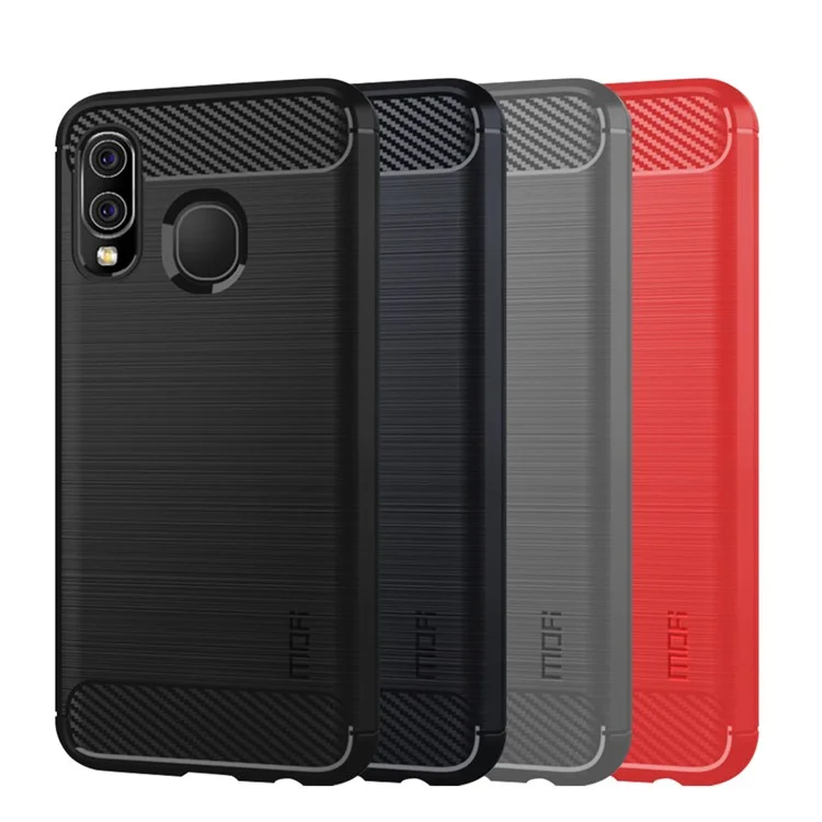 MOFI Capa Textura Fibra de Carbono Escovada TPU para Samsung Galaxy A40 - Preto