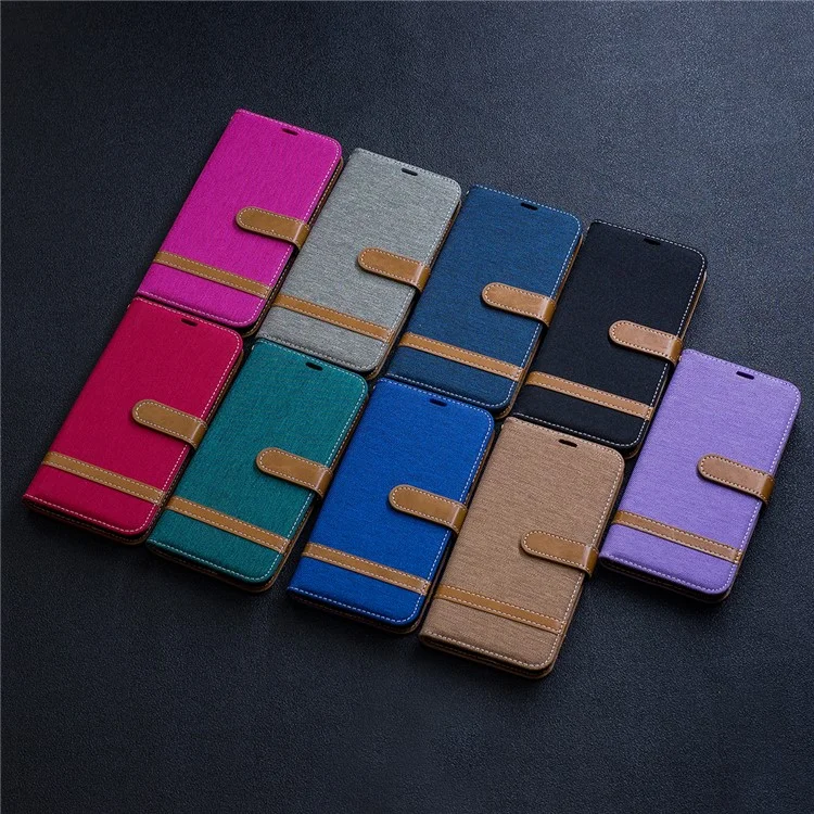 Couleur de Couleur Assortie Portefeuille de Portefeuille Étui en Cuir Pour Samsung Galaxy A10 - le Noir