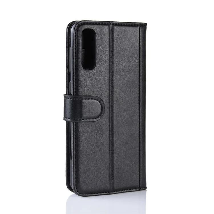 Folio Flip Split Leather Wallet Stand Cover Shell for Samsung Galaxy A50 / A50s / A30s - Black