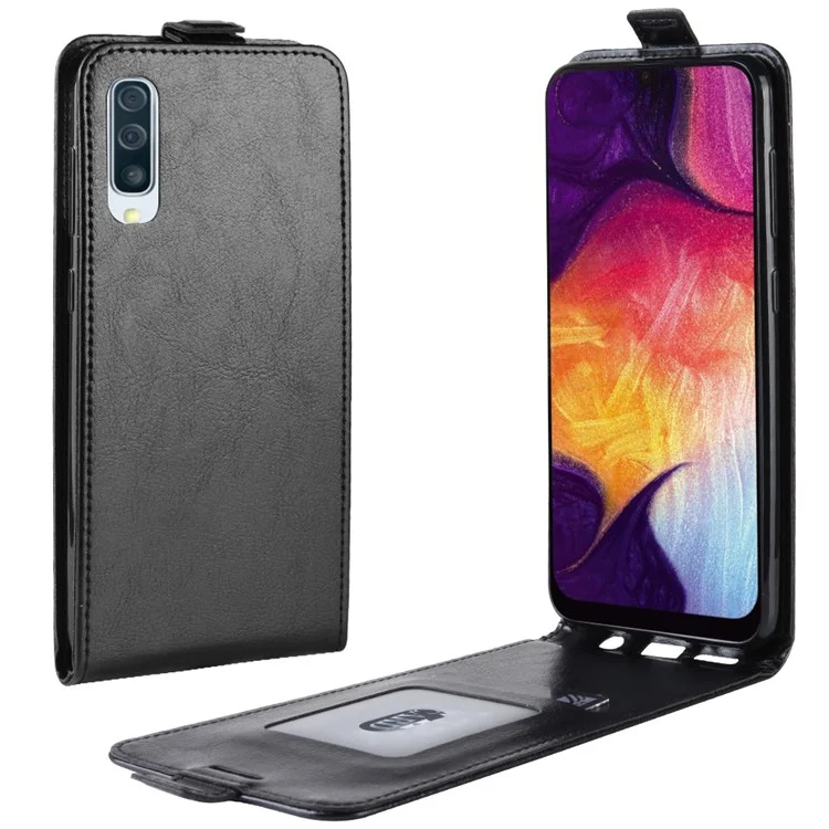 Crazy Horse [Vertical Flip] Leather Mobile Cover for Samsung Galaxy A50 / A50s / A30s - Black