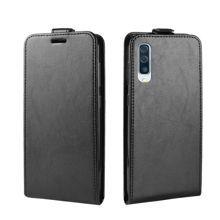 Crazy Horse [Vertical Flip] Couverture Mobile En Cuir Pour Samsung Galaxy A50 / A50 / A30 - Le Noir