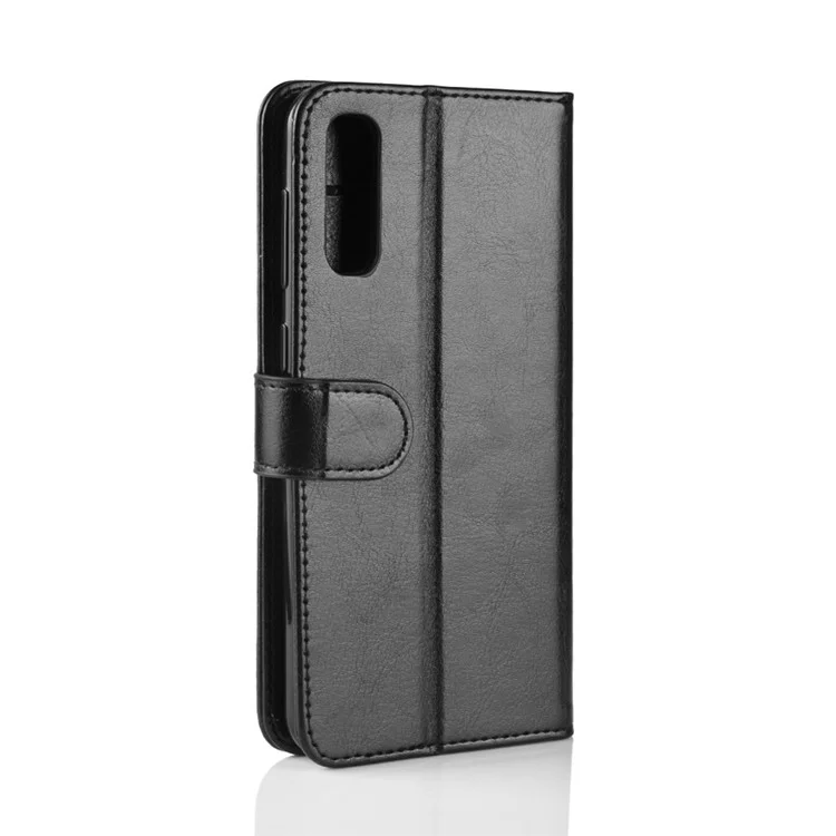 Crazy Horse Texture Magnetic Stand Capas de Cuero Para Samsung Galaxy A50 / A50 / A30 - Negro