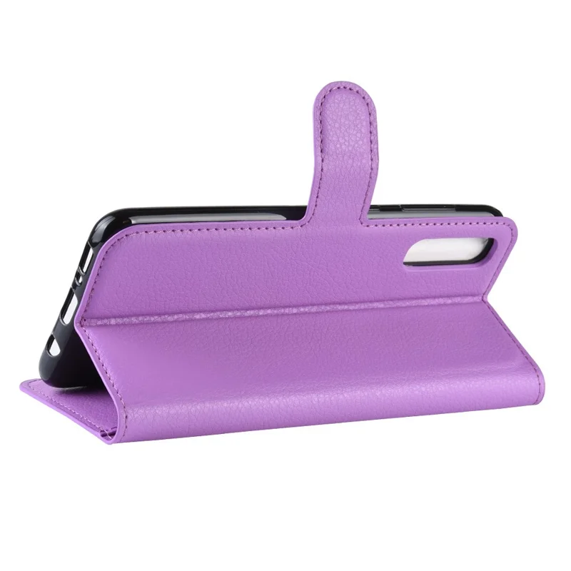 Litchi Skin Wallet Leather Stand Case for Samsung Galaxy A50 / A50s / A30s Cell Phone Case - Purple