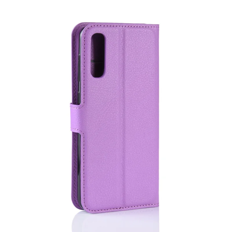 Litchi Skin Wallet Leather Stand Case for Samsung Galaxy A50 / A50s / A30s Cell Phone Case - Purple