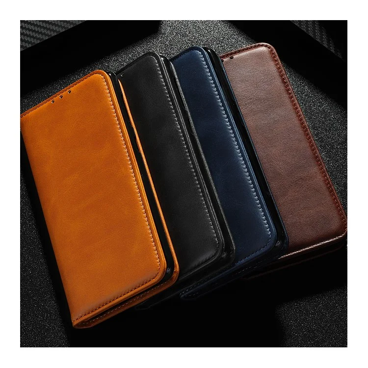 Campa de Telefone Celular de Carteira de Couro Dividida Automaticamente Absorvida Para Samsung Galaxy A40 - Preto