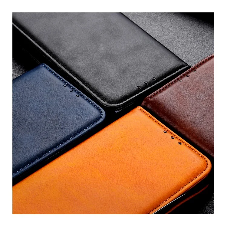 Campa de Telefone Celular de Carteira de Couro Dividida Automaticamente Absorvida Para Samsung Galaxy A40 - Preto
