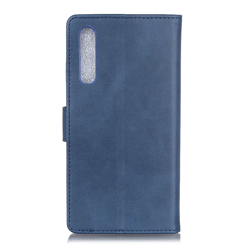 Matte PU Leather Wallet Stand Phone Case for Samsung Galaxy A70 - Blue