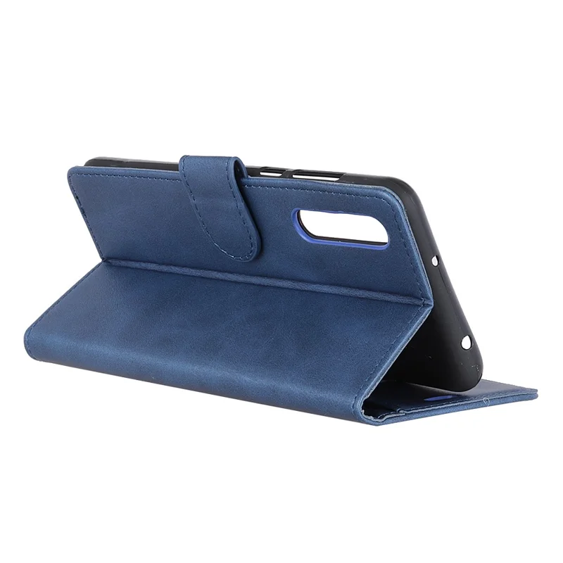 Matte PU Leather Wallet Stand Phone Case for Samsung Galaxy A70 - Blue