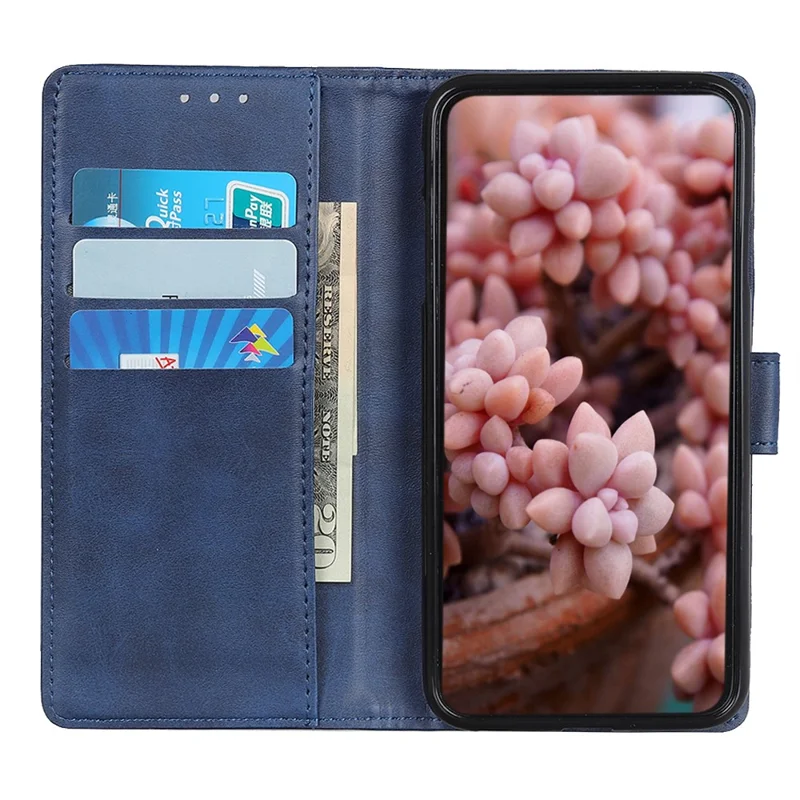 Matte PU Leather Wallet Stand Phone Case for Samsung Galaxy A70 - Blue
