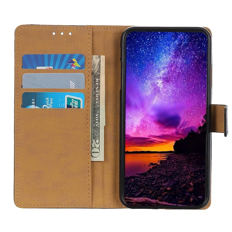 Wallet Stand Flip Magnetic PU Leather Phone Cover for Samsung Galaxy A70 - Black
