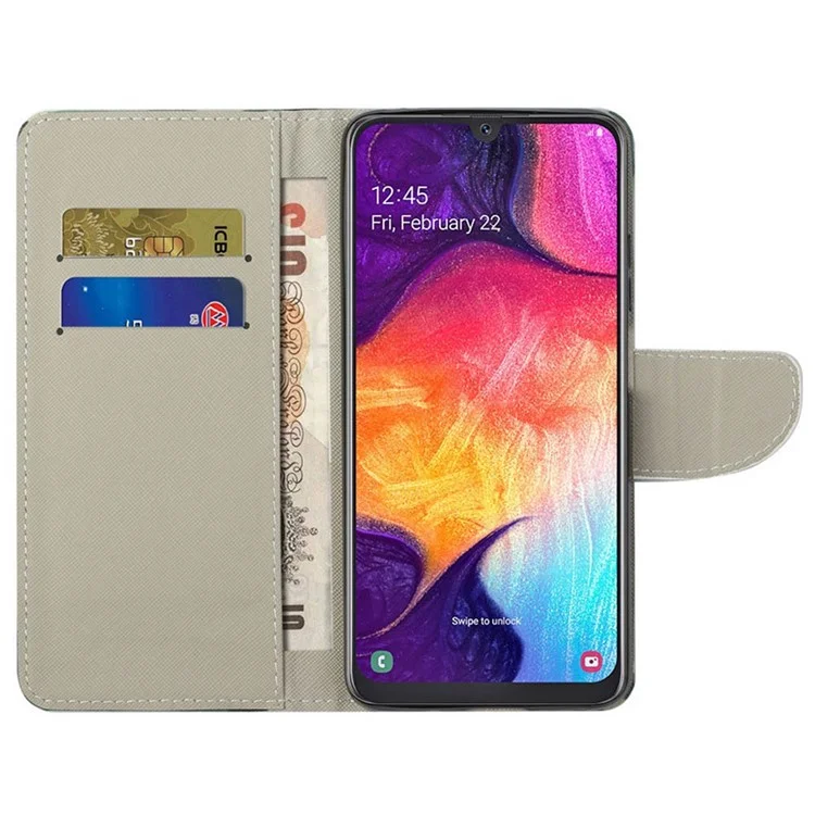 Muster Druckkreuzstextur PU Leder Brieftasche Flip Case Für Samsung Galaxy A50 / A50s / A30s - Eiffelturm