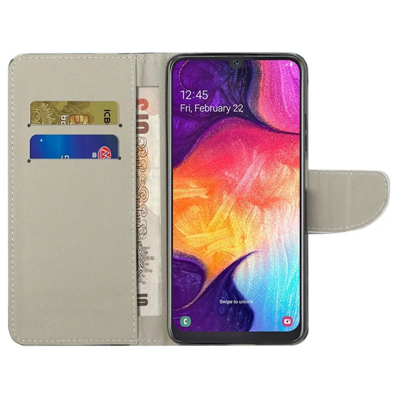 Pattern Printing Cross Texture PU Leather Wallet Flip Casing for Samsung Galaxy A50 / A50s / A30s - Vivid Butterflies
