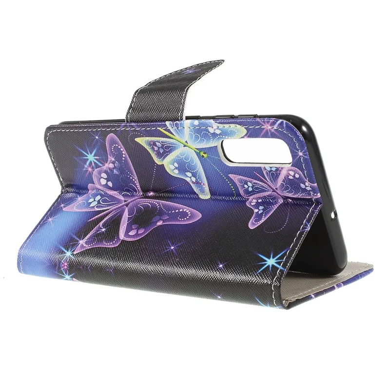 Pattern Printing Cross Texture PU Leather Wallet Flip Casing for Samsung Galaxy A50 / A50s / A30s - Vivid Butterflies