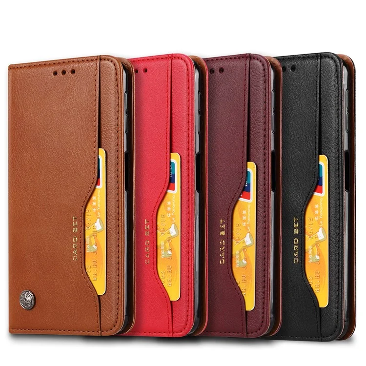 Auto-absorbed Classic PU Leather Wallet Stand Phone Case for Samsung Galaxy A50 / A50s / A30s - Brown