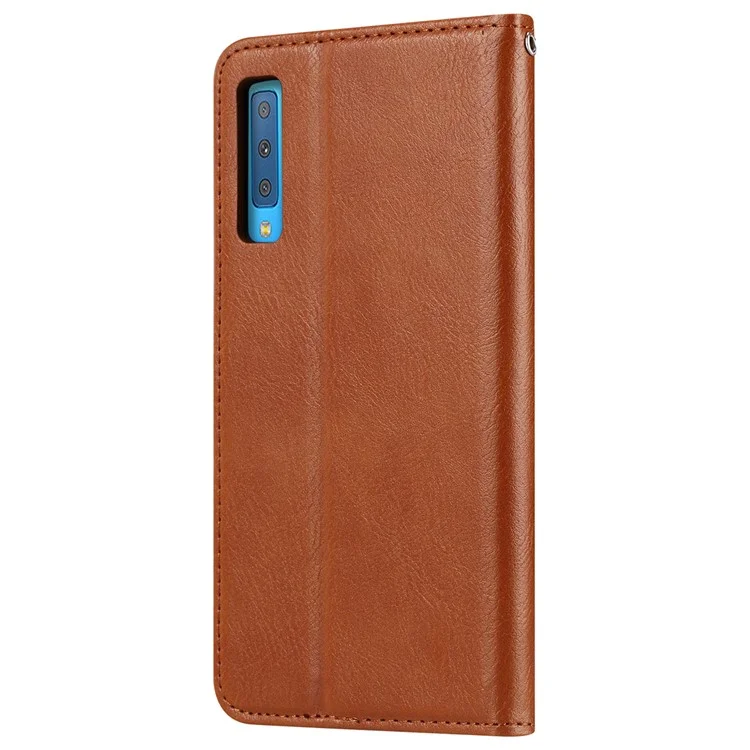 Auto-absorbed Classic PU Leather Wallet Stand Phone Case for Samsung Galaxy A50 / A50s / A30s - Brown