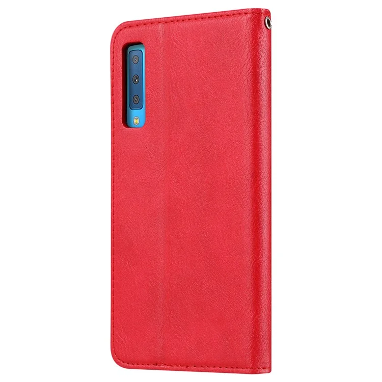 Auto-assorbente Classic PU Leather Cell Phone Case per Samsung Galaxy A70 - Rosso