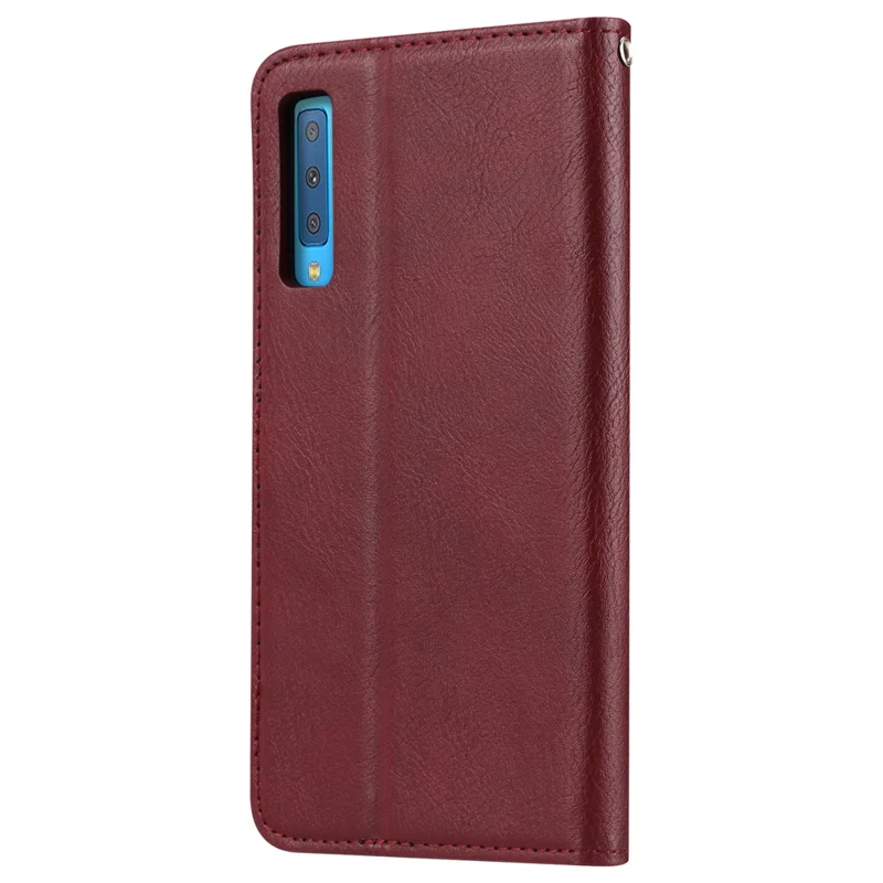 Automatisch sluitend klassiek PU-lederen telefoonhoesje voor Samsung Galaxy A70 - Wijnrood