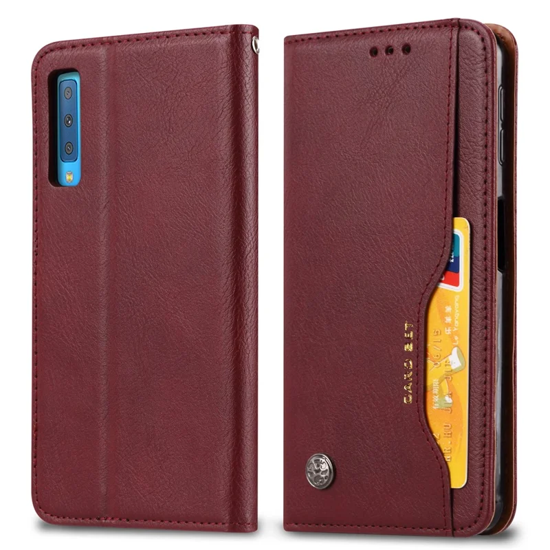 Automatisch sluitend klassiek PU-lederen telefoonhoesje voor Samsung Galaxy A70 - Wijnrood