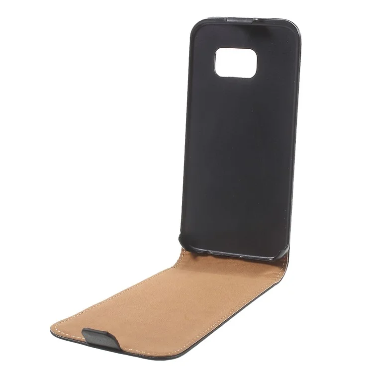 Vertical Flip Genuine Split Leather Cover for Samsung Galaxy S7 G930 - Black