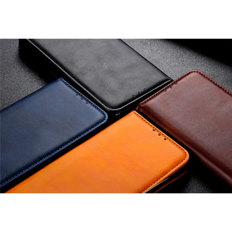Casca de Suporte de Carteira de Couro Dividido Automaticamente Absorvido Para Samsung Galaxy S10 Plus - Preto
