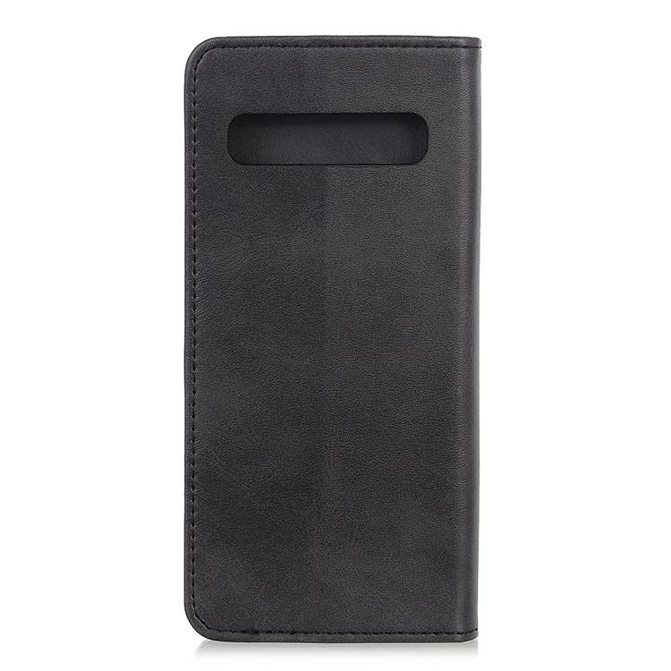 Casca de Suporte de Carteira de Couro Dividido Automaticamente Absorvido Para Samsung Galaxy S10 Plus - Preto