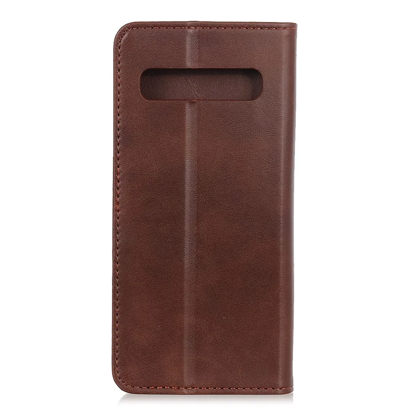 Auto-absorbed Split Leather Wallet Case for Samsung Galaxy S10 - Coffee