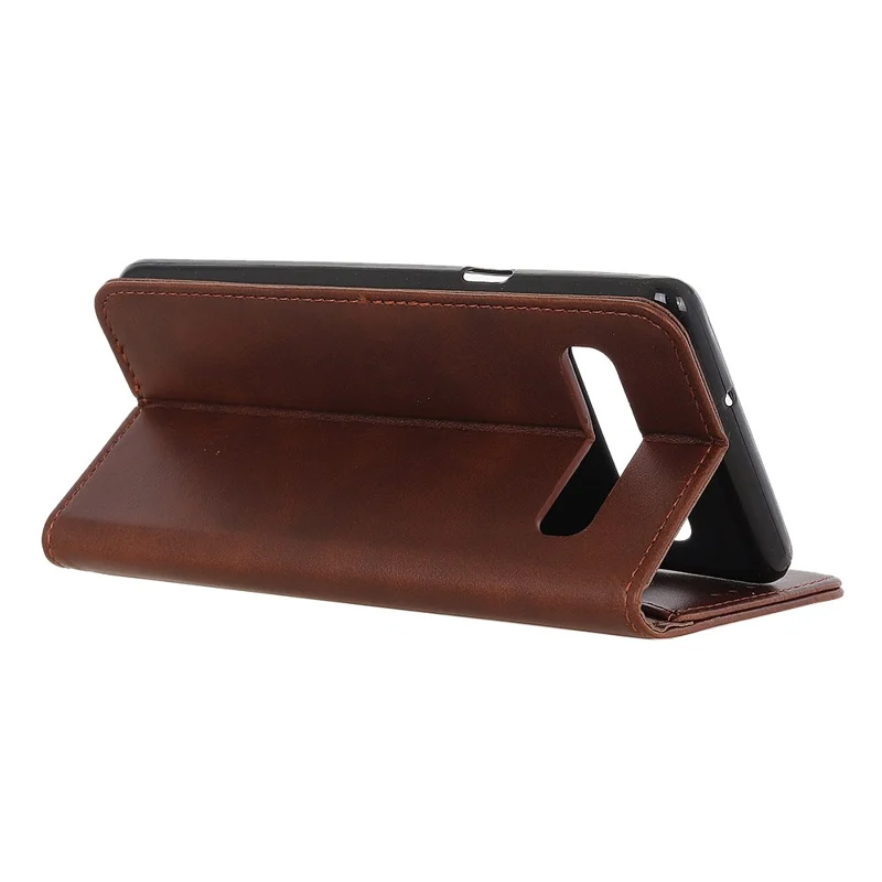 Auto-absorbed Split Leather Wallet Case for Samsung Galaxy S10 - Coffee