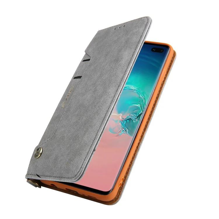 CMAI2 PU Leather Stand Wallet Mobile Casing for Samsung Galaxy S10 Plus - Grey