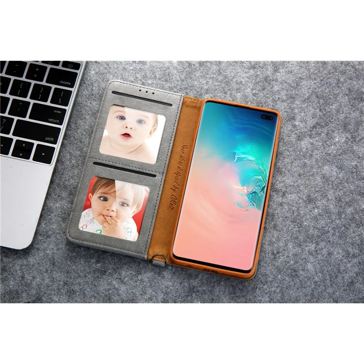 CMAI2 PU Leather Stand Wallet Mobile Casing for Samsung Galaxy S10 Plus - Grey