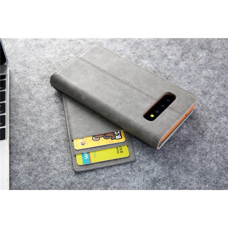 CMAI2 PU Leather Stand Wallet Mobile Casing for Samsung Galaxy S10 Plus - Grey