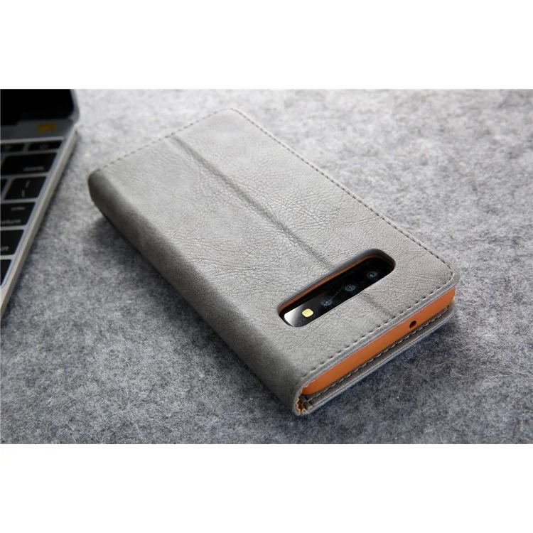 CMAI2 PU Leather Stand Wallet Mobile Casing for Samsung Galaxy S10 Plus - Grey