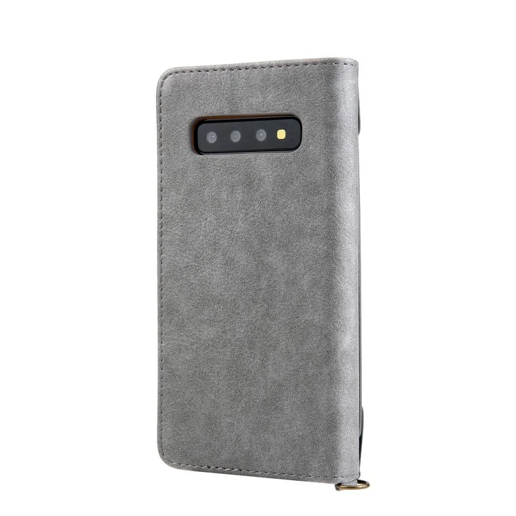 CMAI2 PU Leather Stand Wallet Mobile Casing for Samsung Galaxy S10 Plus - Grey