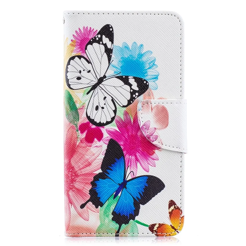 Pattern Printing Leather Wallet Case for Samsung Galaxy A40 - Vivid Butterflies