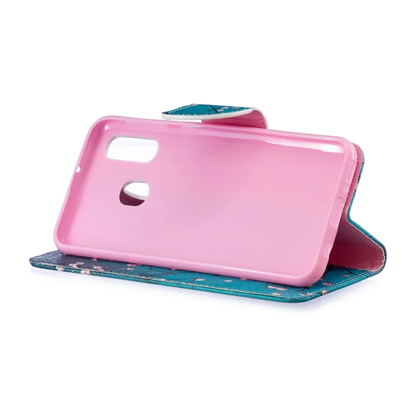 Pattern Printing Leather Wallet Case for Samsung Galaxy A40 - Tree with Flowers