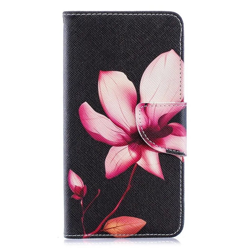 Pattern Printing PU Leather Flip Cell Phone Case for Samsung Galaxy A40 - Flower Pattern
