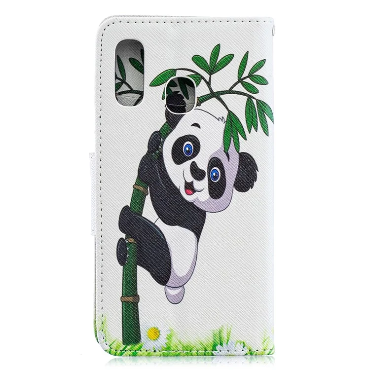 Pattern Printing PU Leather Flip Cell Phone Case for Samsung Galaxy A40 - Lovely Panda