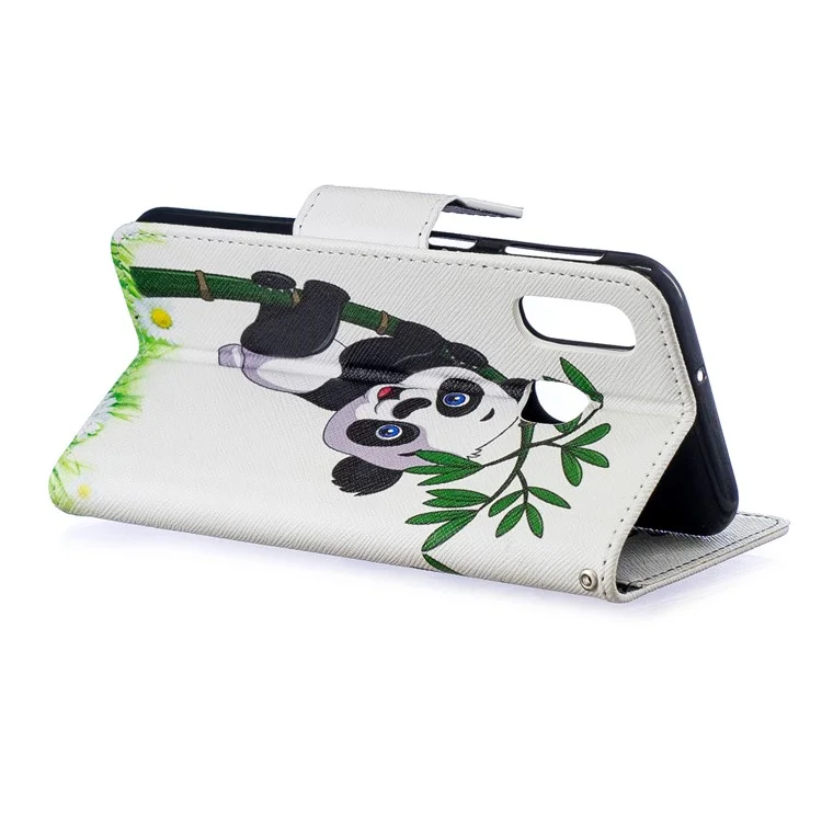 Pattern Printing PU Leather Flip Cell Phone Case for Samsung Galaxy A40 - Lovely Panda