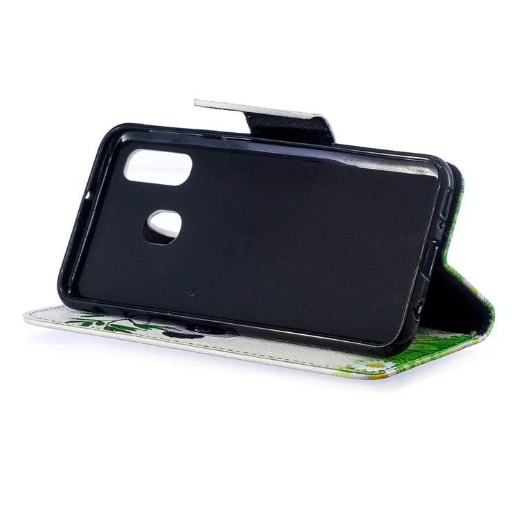 Pattern Printing PU Leather Flip Cell Phone Case for Samsung Galaxy A40 - Lovely Panda