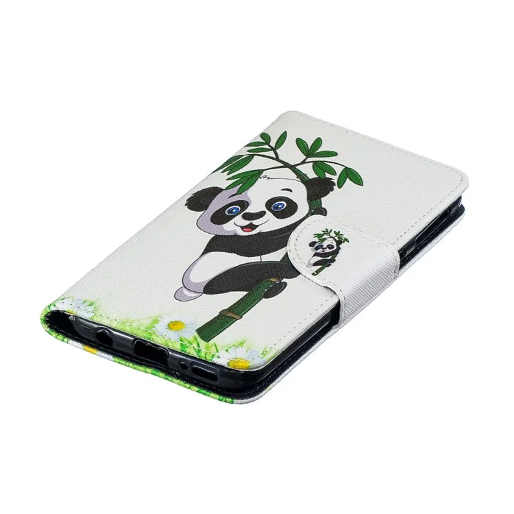 Pattern Printing PU Leather Flip Cell Phone Case for Samsung Galaxy A40 - Lovely Panda