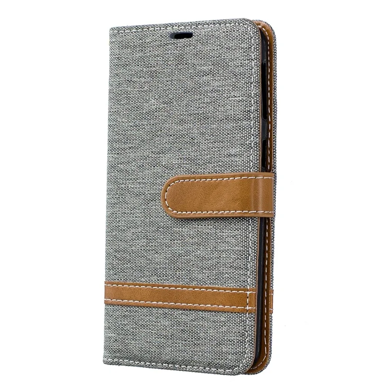 Assorted Color Jeans Cloth Wallet Leather Case Cover for Samsung Galaxy A40 - Grey