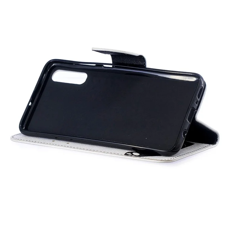 Для Samsung Galaxy A70 Pattern Pratch Peption PU Кожаный Стенд - Очаровательная Панда