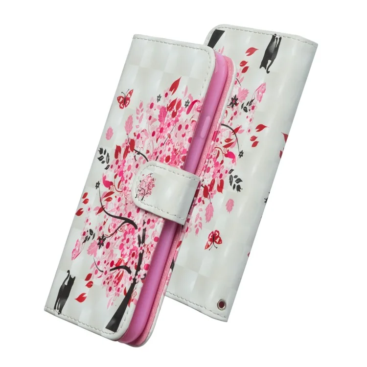 [Light Spot Decor] Patterned Leather Cell Phone Cover for Samsung Galaxy A30 / A20 - Flowered Tree