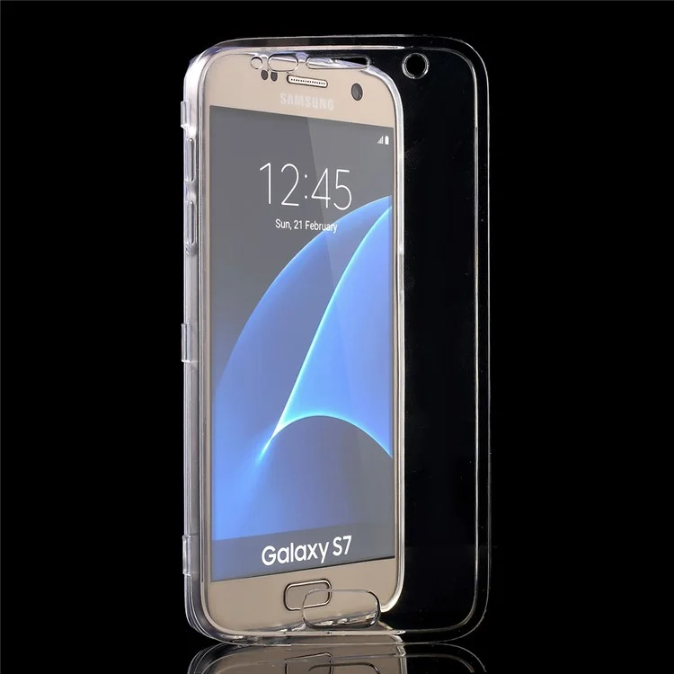 Touchable Flip Soft TPU Case for Samsung Galaxy S7 G930 - Transparent