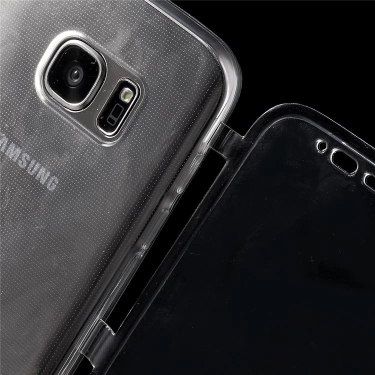 Touchable Flip Soft TPU Case for Samsung Galaxy S7 G930 - Transparent