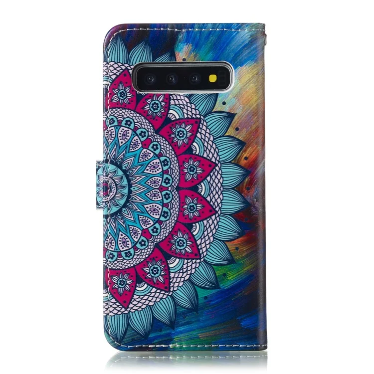 For Samsung Galaxy S10 Embossment Patterned Leather Wallet Phone Cover - Mandala Flower