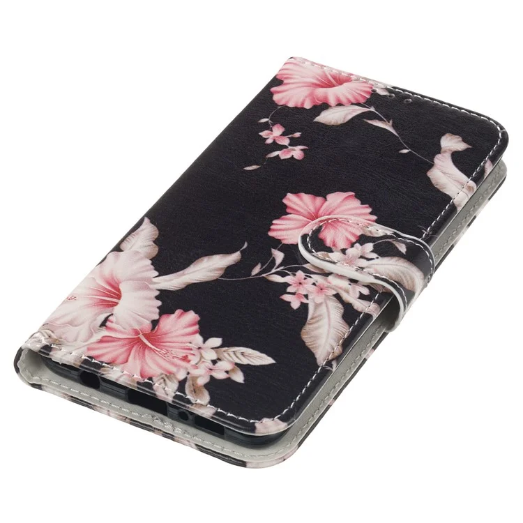 Impressão de Padrões PU Casa de Catura de Calaro Para Samsung Galaxy S10 Plus - Flor Vívida