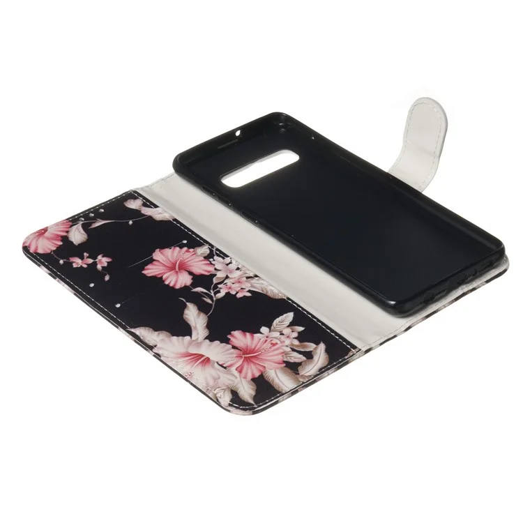 Modèle Impression de Portefeuille en Cuir PU Pour Samsung Galaxy S10 Plus - Fleur Vive