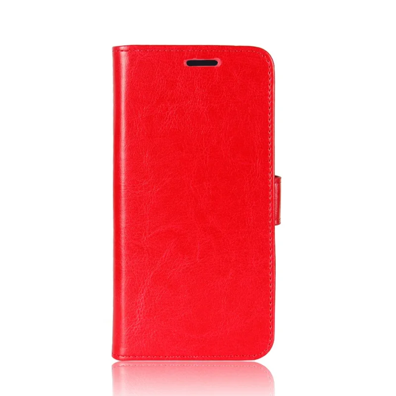 Crazy Horse PU Leather Flip Stand Cell Phone Cover with Wallet for Samsung Galaxy A40 - Red