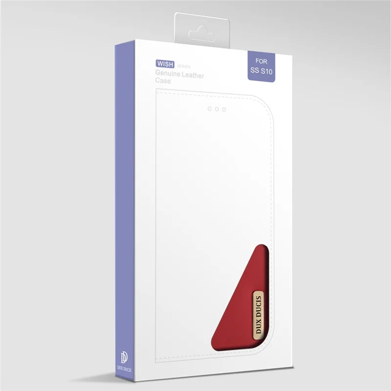 DUX DUCIS Wish Series Magnetic Closure Wallet Case Genuine Leather Stand Flip Book Cover for Samsung Galaxy S10 - Red