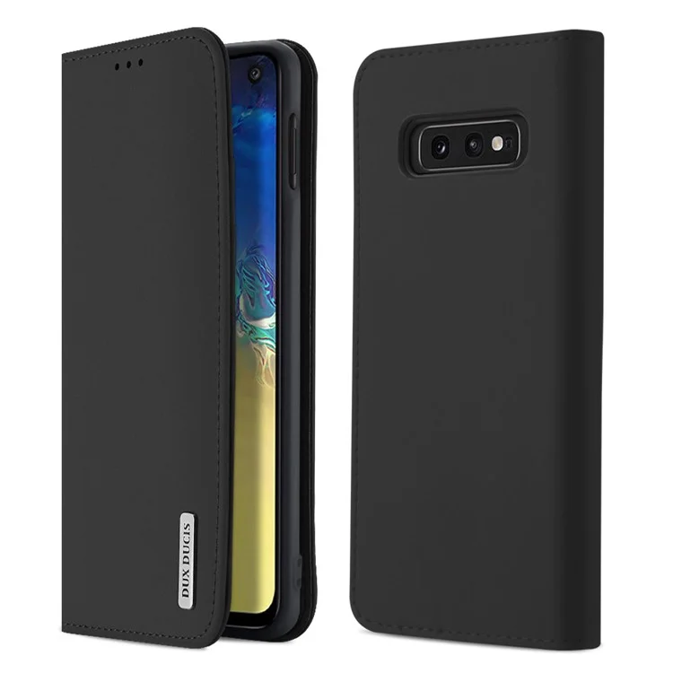 DUX DUCIS Wish Series для Samsung Galaxy S10e Чехол-кошелек из натуральной кожи со стойкой (сертифицирован CNAS / CMA) - черный